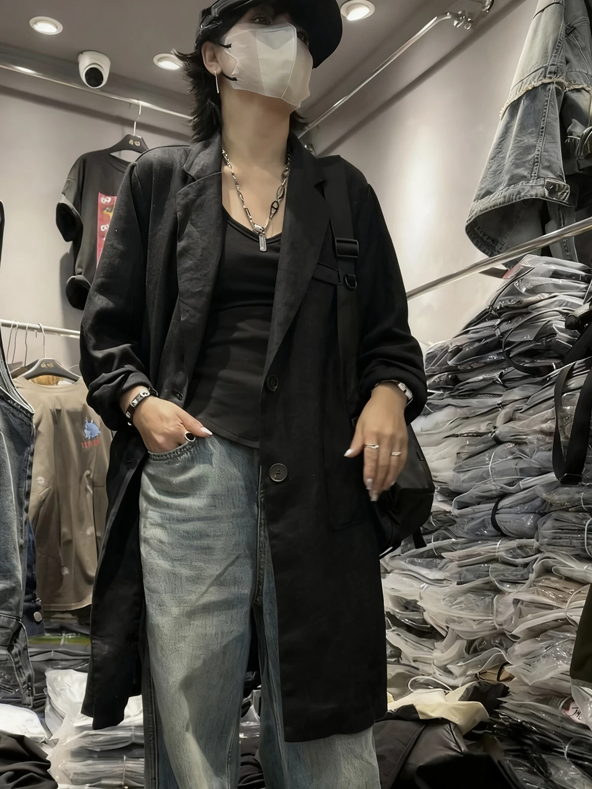 

Casual Sle Linen Suit Jaet Women's Loose Fit Long Sve Button up Faionable Outerwear European Imported Autumn Coat