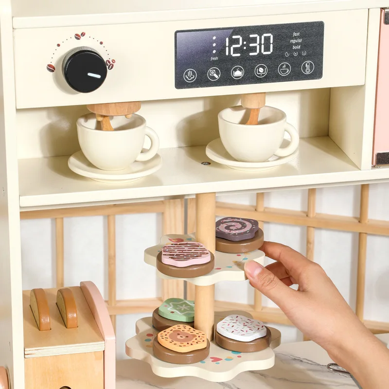 Maison de jeu de Simulation en bois pour enfants, réfrigérateur rose, ensemble de jouets ménagers de cuisine, jouet de Simulation éducatif pour l'éducation précoce