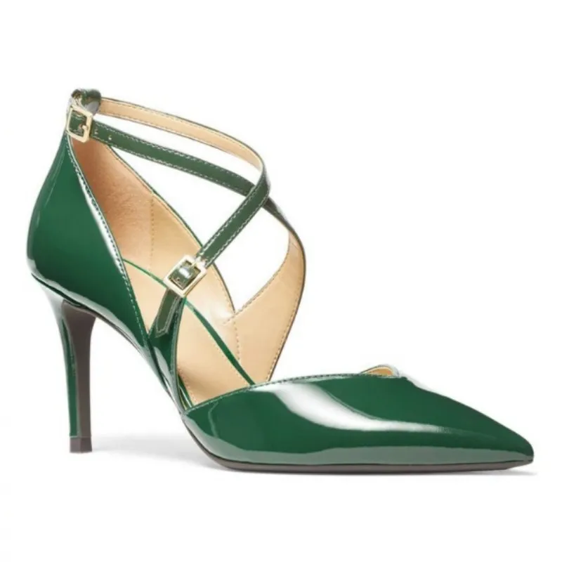 DIZHUANG shoes Fashionable women's high heels. About 11cm heel height. Pointed toe pumps. Green pointed toe shoes. Fashion show