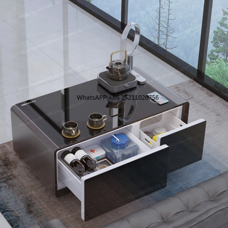 Apartment Refrigerator Party Tea Table Fridge Mobile Phone Charging Smart Coffee Table Music Fridge table smart furniture