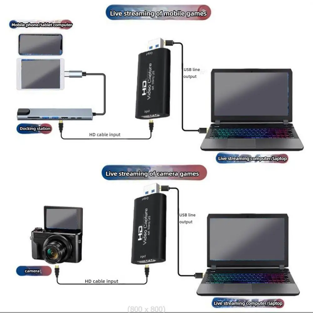 4k 30hz usb 3,0 Video-Capture-Karte HDMI-kompatible Game-Capture-Karte für ps4 DVD-Kamera PC-Aufnahme Video Live-Konverter n1v8