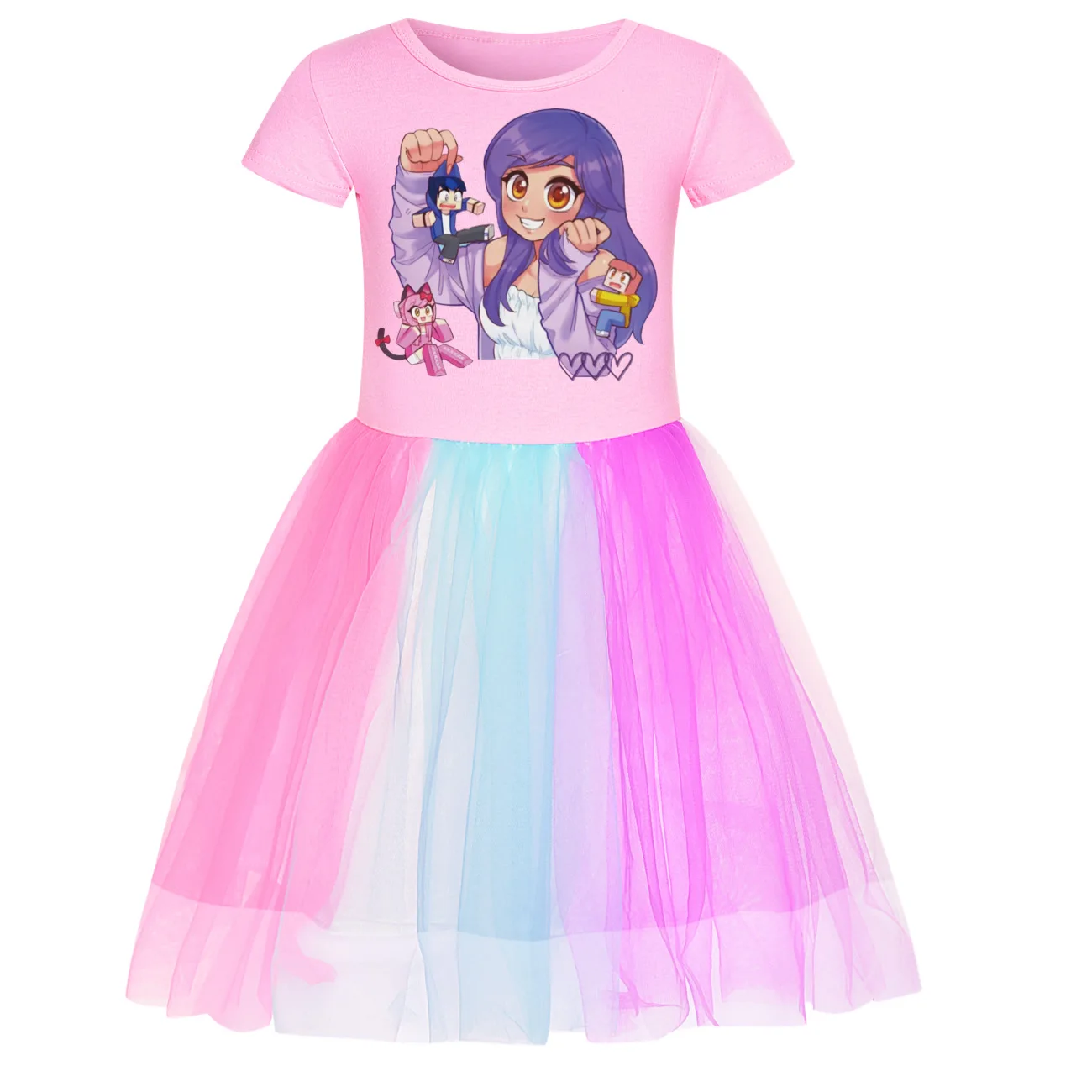 Aphmau Dress Kids Cute Short Sleeve Clothes for Baby Girls Kawaii Casual Dresses&small Bag Children Summer Holiday Outfits