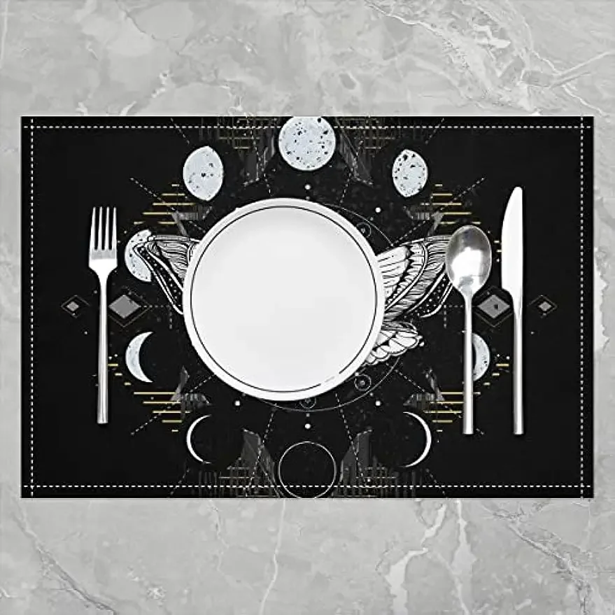 Tovagliette gotiche tarme The Sun and Moon Starry Sky tovagliette per la decorazione della tavola da pranzo stile Halloween