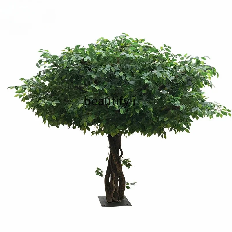 Shopping Mall Wishing Tree Hotel Landscaping Interior Decoration Green Leaf Banyan Simulation Landscape Tree Small Banyan Tree