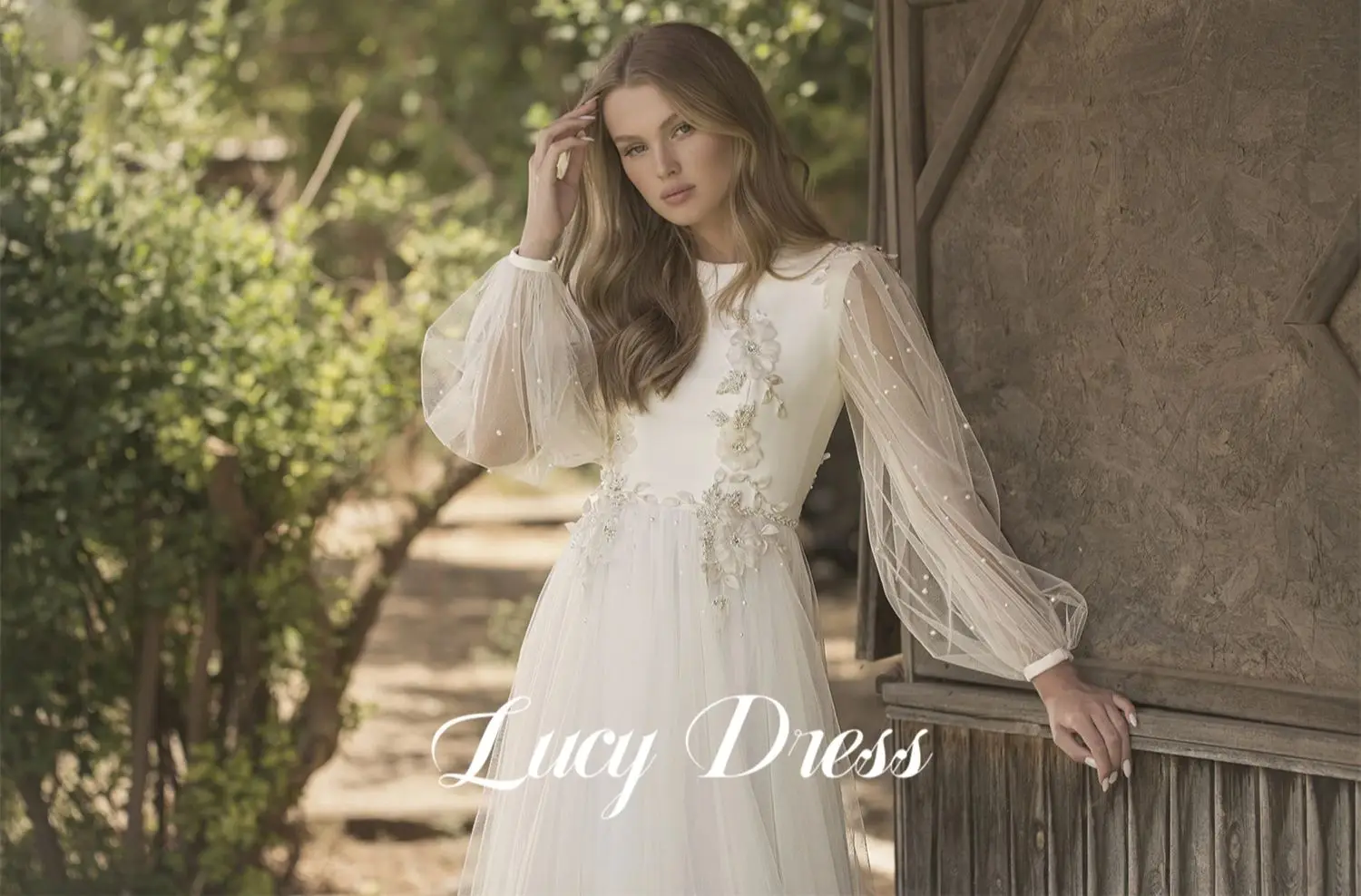 Lucy Puff Sleeves Party Dress Wedding Round Neck White Serin Evening Dresses Woman Elegant Robe Soiree De Luxe 2024 Prom Gala