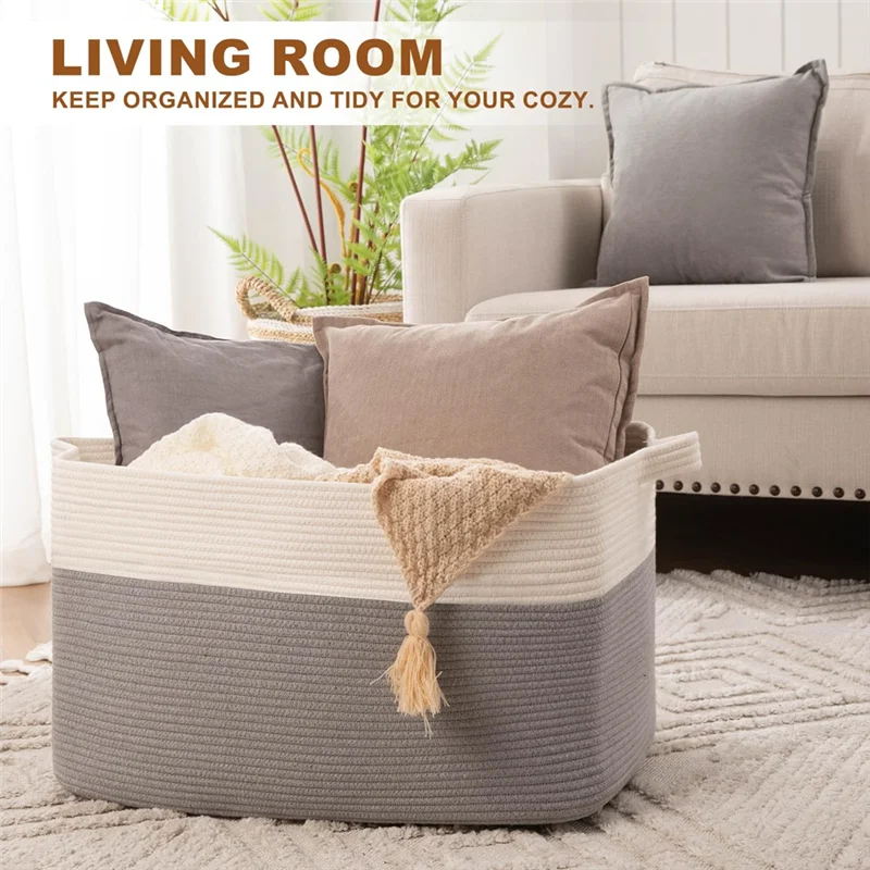 

AA01-Large Laundry Basket,Blanket Basket For Living Room,Storage Basket, Toy Basket For Kids, Woven Basket For Clothes