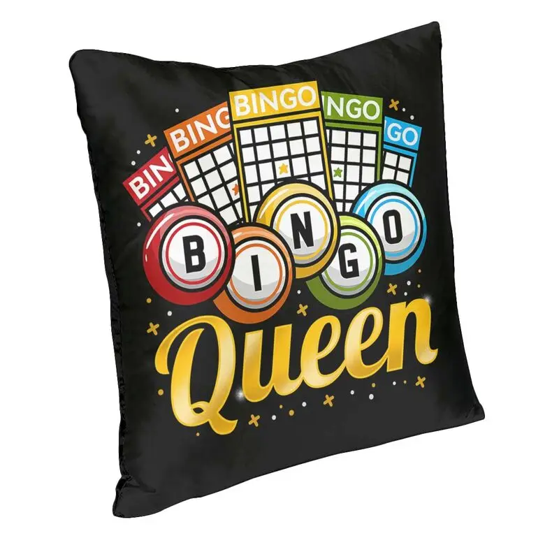 Bingo Queen Pillow Case 45x45cm Decor Home Cute Paper Game Chair Cushion Square Pillowcase