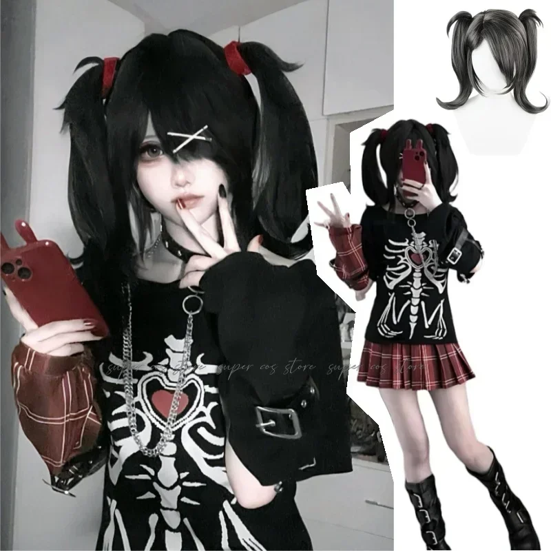 Needy Girl Overdose Black KAngel Ame Cosplay Costume Wig Game Streamer Skirt Jirai kei Y2k Doujin Original Punk Style Outfit Wig