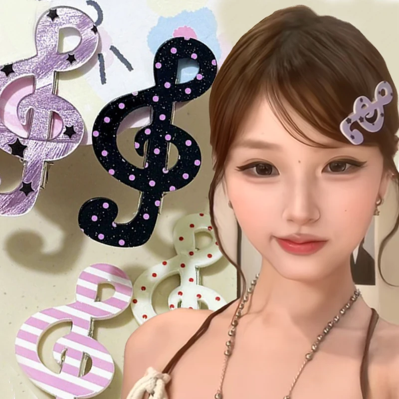 

Fashion Striped Star Musical Note Hairclip Elegant Acrylic Barrettes Daily Hairpin Women Girls Headpiece Hair Clip Accessories