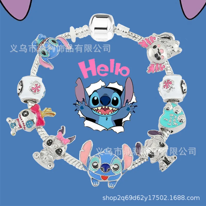 Disney Stitch Alloy Pendant Action Anime Figures Ariel Mickey Fit 925 Sterling Silver Star Wars Marvel Bead Charm Bracelet gifts