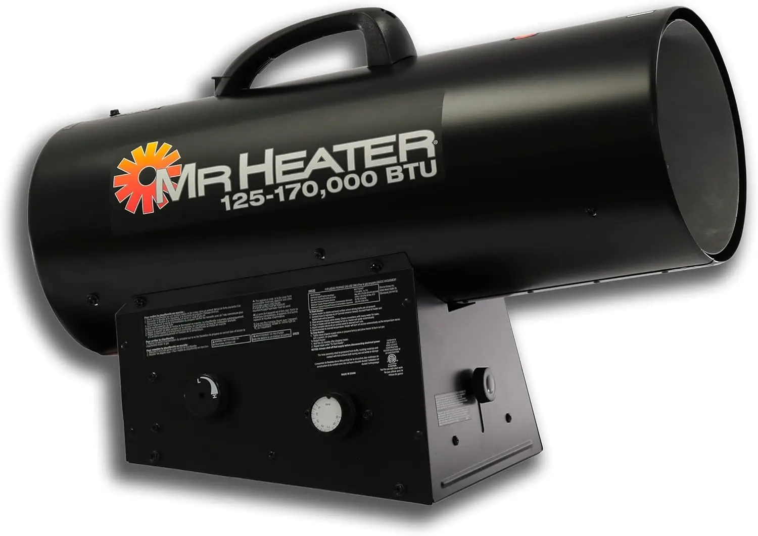 

Mr. Heater MH170QFAVT 170,000 BTU Portable Propane Forced Air Heater Quiet Burner Technology Heavy Duty Outdoor Job Site Heater