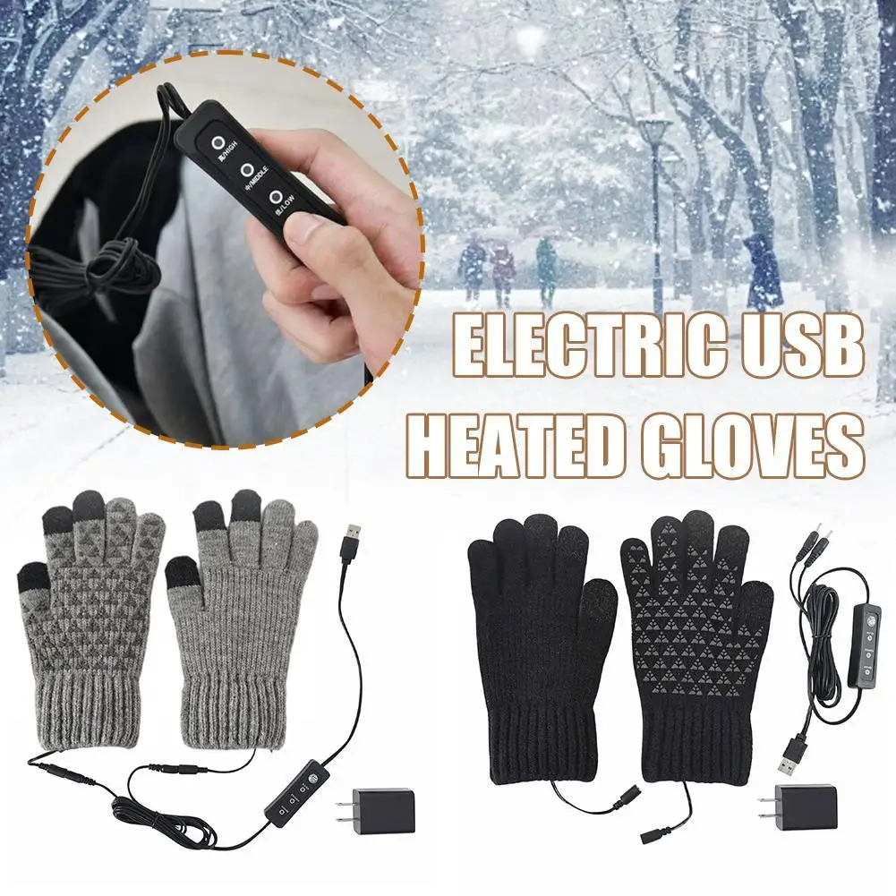 Electric Heated Gloves Touch Screen Outdoor Riding Skiing Mitten USB Heated Gloves For Backpacking Mountaineering Riding Camping