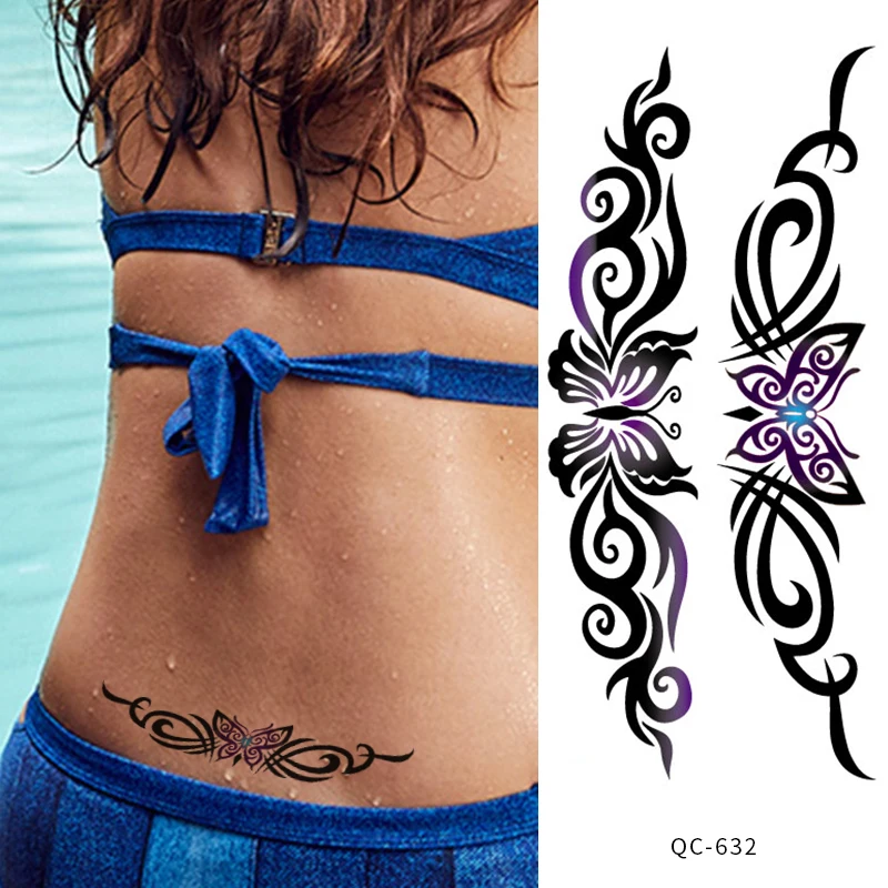 Hot Sale Butterfly Flower Temporary Tattoo  Sexy Waist Body Fake Tattoo Sticker Leg Belly Waterproof Fake Scars Women Tattoo