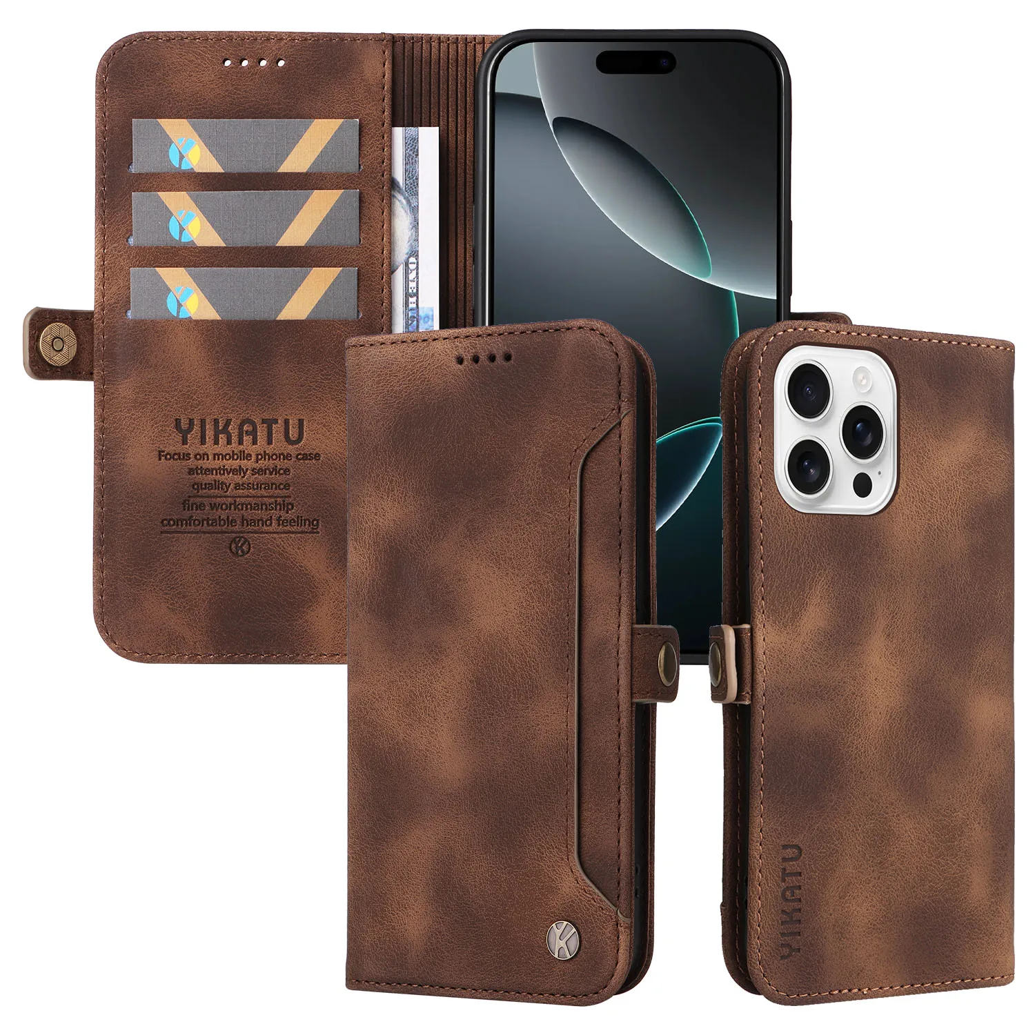 

Кожаный чехол для iPhone16 iPhone17 plus/pro/pro max, защитный чехол-книжка с откидной крышкой, усовершенствованный кожаный чехол для телефона, защита от падения