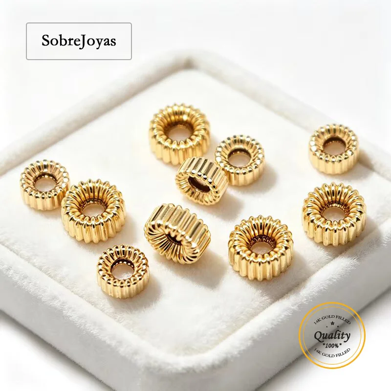 

14K Gold Filled Corrugated Bead Gold Wheel Beads for DIY Handmade Jewelry Making Accessories - Necklace And Bracelet Beads