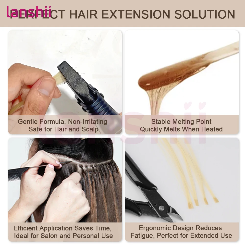 Lashii K-Tip Hair Extension Kit – Fusion Heat Iron, 40g Keratin Beads, Tail Comb, Cutting & Bond Crusher Pliers