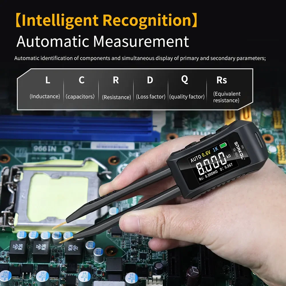 SK-BD1 Digital Smart Tweezer LCR SMD ESR Tester Resistance Capacitance Inductance Continuity Diode Measurement Tool