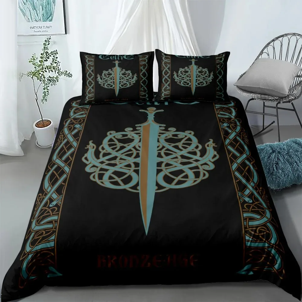 Parure de lit ethnique celtique Helm of Awe, ensemble de literie EU simple, Double, King, US, Queen, King Size, housse de couette pour femmes et hommes