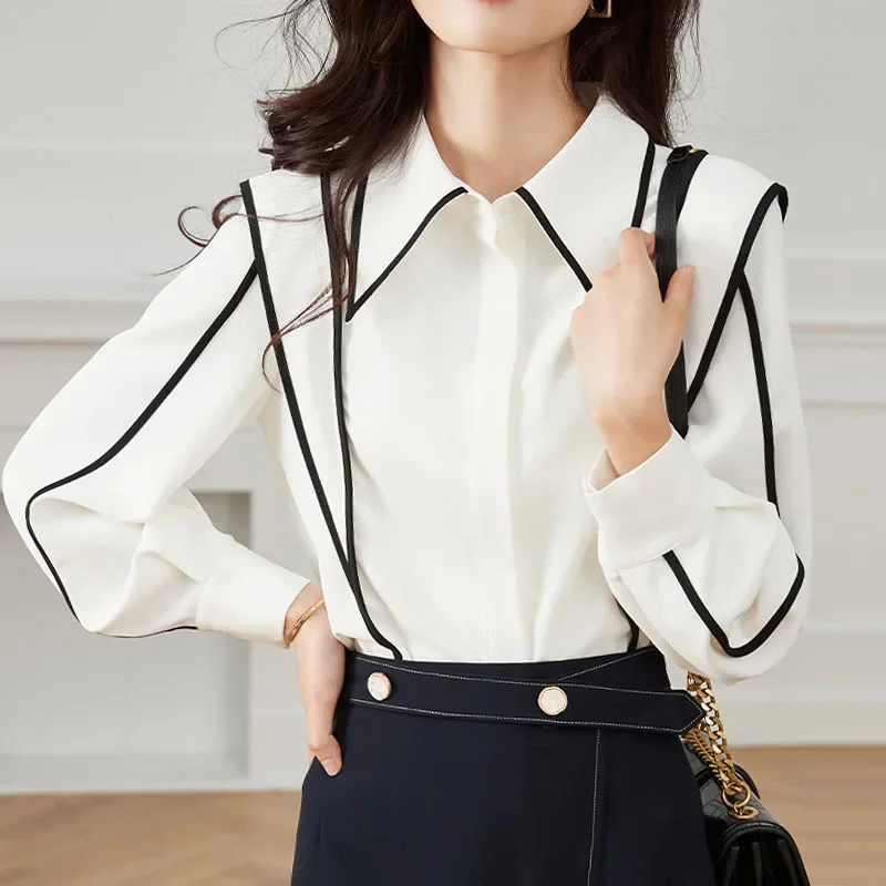 New Turn Down Collar Women Shirt Long Sleeve White Shirt Blouse Women Tops Blusa Blusas Camisas De Mujer Blusas Para Mujer M469