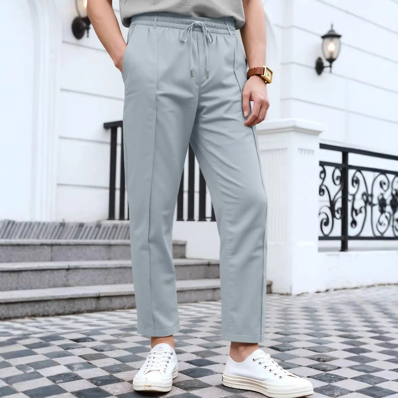 

Новые мужские облегающие повседневные брюки в американском стиле из хлопка цвета хаки, модные деловые брюки на осенний сезон