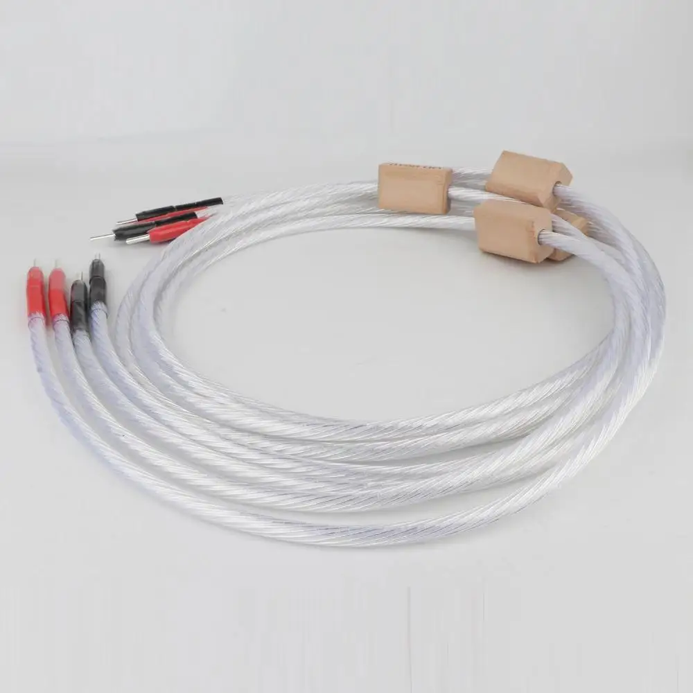 高品質銀メッキ OFC スピーカーケーブルコード Hifi オーディオスピーカー相互接続ケーブル銀メッキコネクタ付き