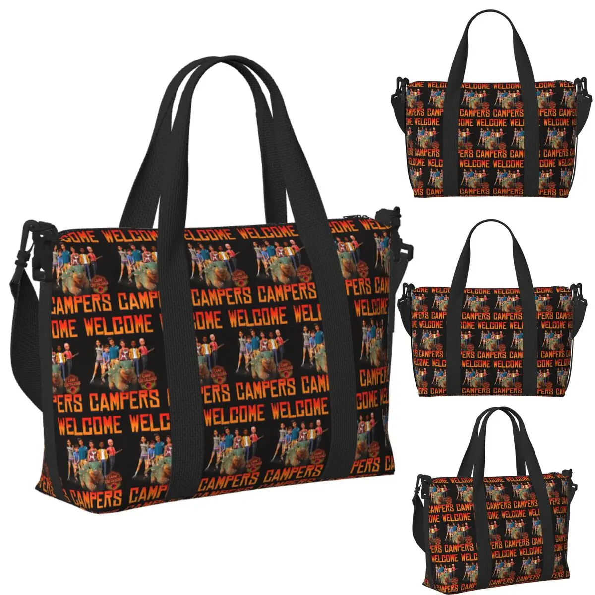 

Jurassic World Camp Cretaceous Welcome Campers Group Beach Travel Bag Tote Bags for Gym Yoga Women Shopping Duffle Shoulder Bag