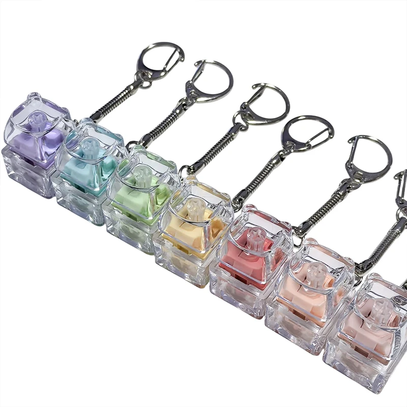 

Cute Little Bear LED Keyboard Keychain Toy Mechanical Keyboard Axis Tester Button Keycap Toy Finger Decompression Press Tool