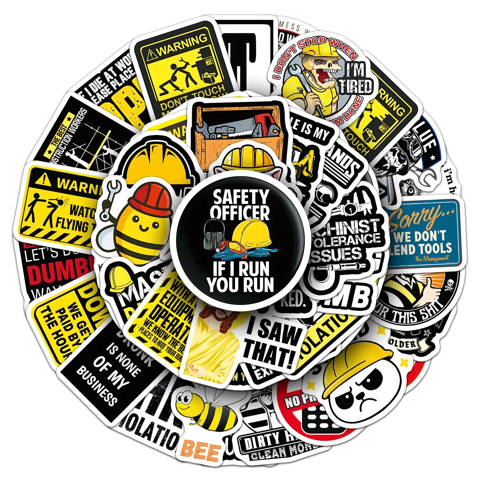 10/50PCS Safety Helmet Slogan Graffiti Stickers Identification Mark Cartoon Decal DIY Luggage Phone Guitar Scrapbook Kid Toys