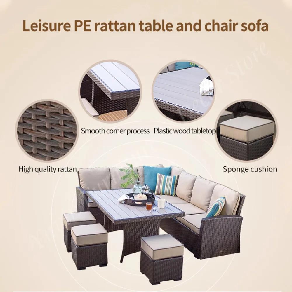 Most Popular Rattan Garden Furniture Chairs Table Set Modern Outdoor Sofa