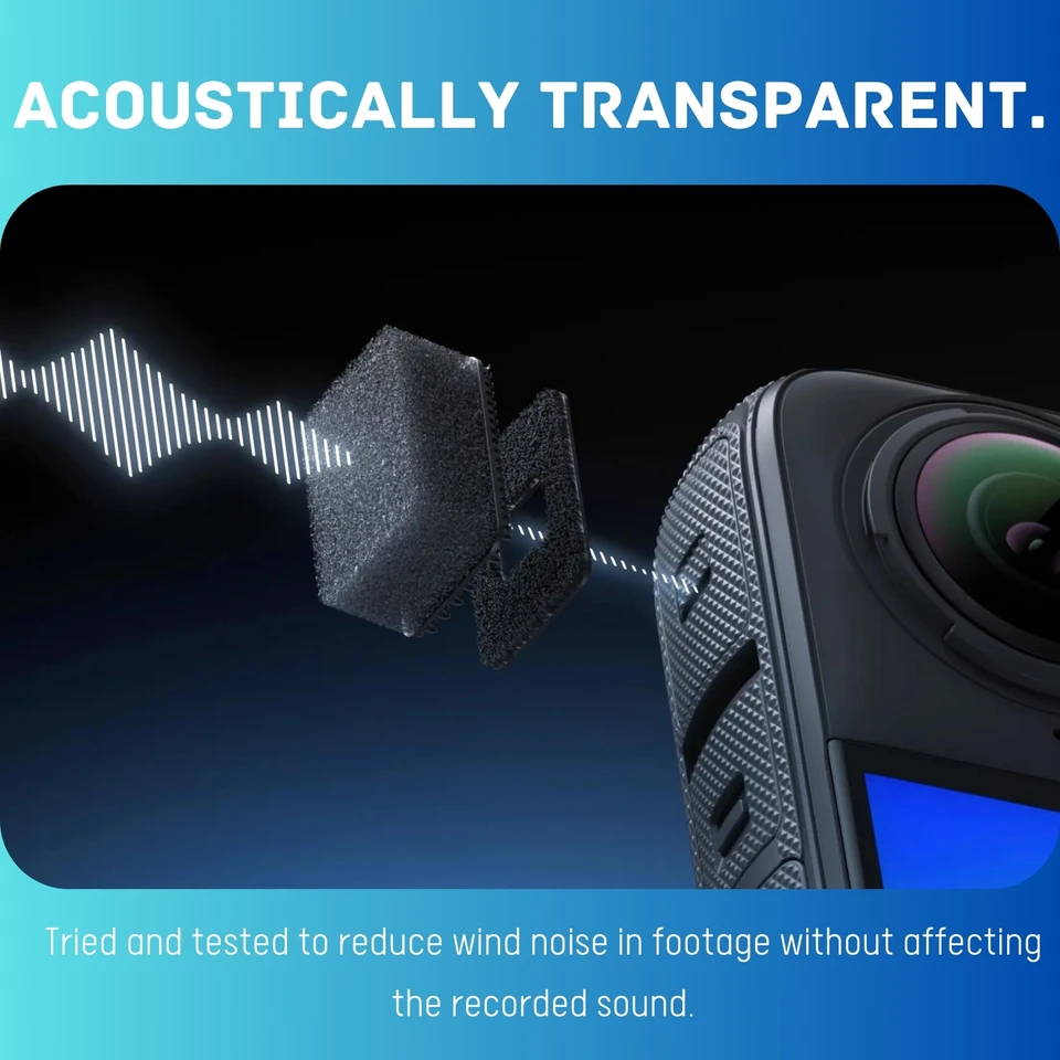 6X Mic Wind Muff Compatible With Insta360 X4 X3 X2 - Camera Noise Reduction Sponge Windscreen Accessories, Black