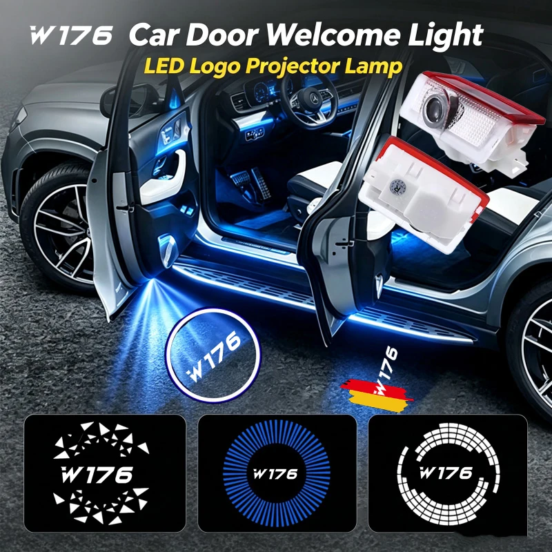 2PCS LED Car Door Welcome Courtesy Ghost Shadow Emblem Projector Lamps For Mercedes Benz A Class W176 2013‑2020 Auto Accessories