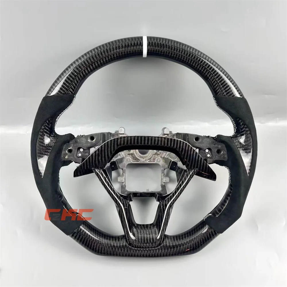 

Customized Black Carbon Fiber white strip Steering Wheel for 2018 2019 2020 2021 2022 2023 honda accord