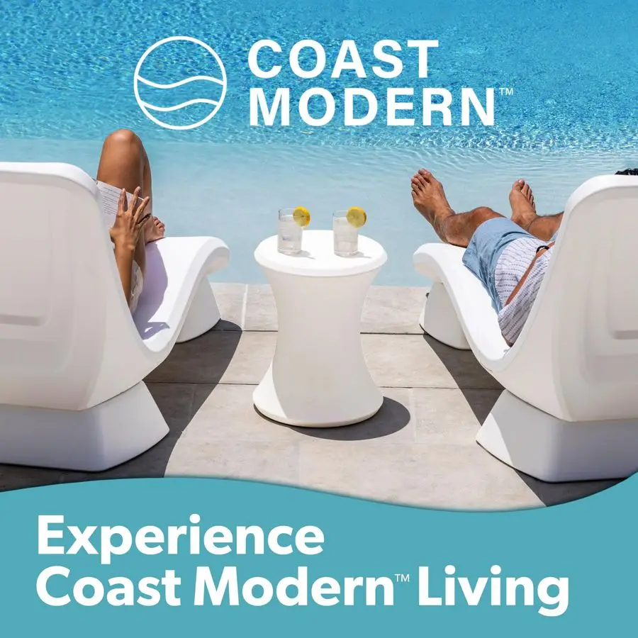 Nowoczesny stolik boczny do użytku na zewnątrz, stolik leżakujący do użytku wewnątrz basenu lub na patio, meble odporne na warunki atmosferyczne z półką na książkę, do użytku na słońcu, do 15 kg, biały