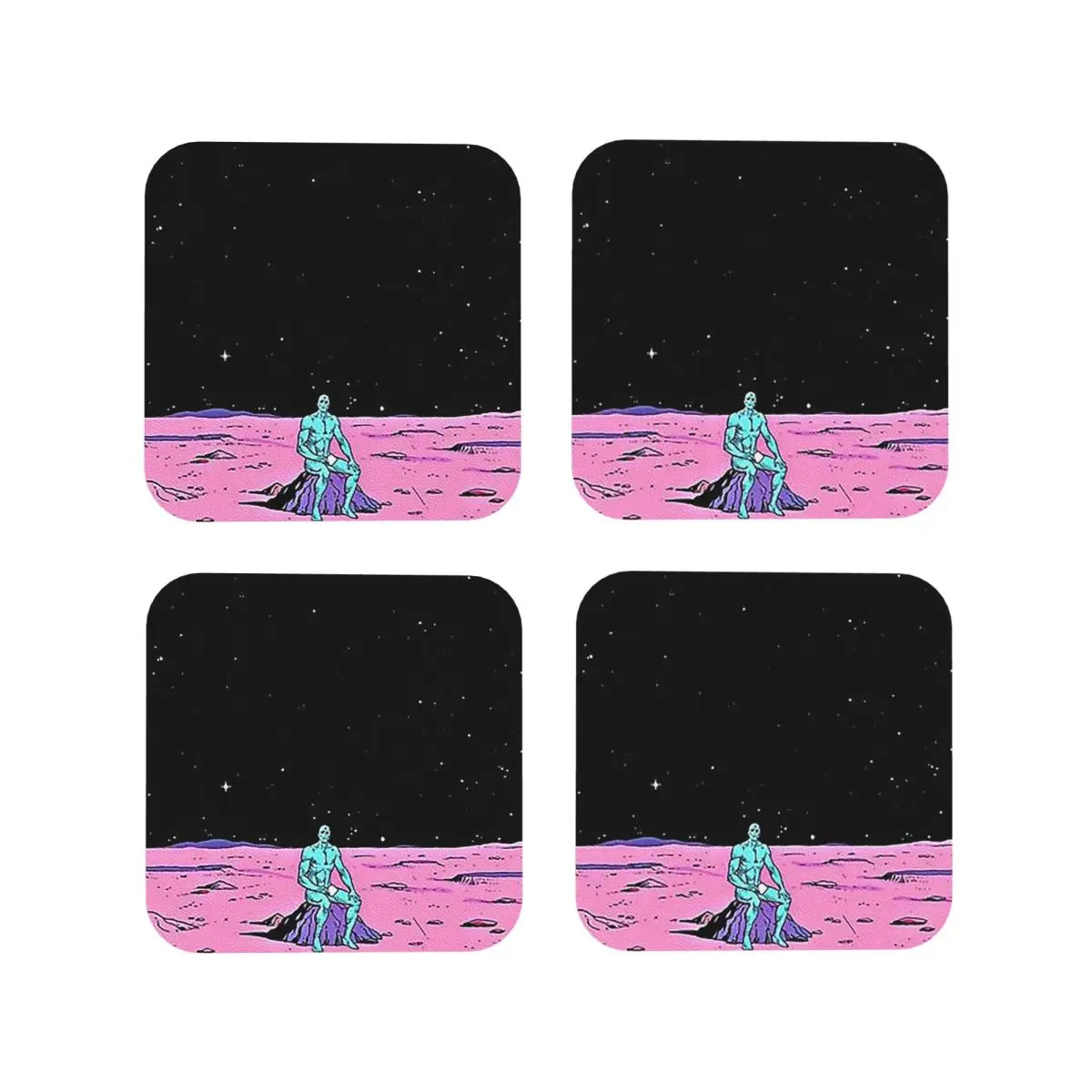 (Fixed) Dr. Manhattan Sitting On Mars (comic) Coasters Kitchen Placemats  Insulation Cup Coffee Mats  Tableware Pads Set of 4