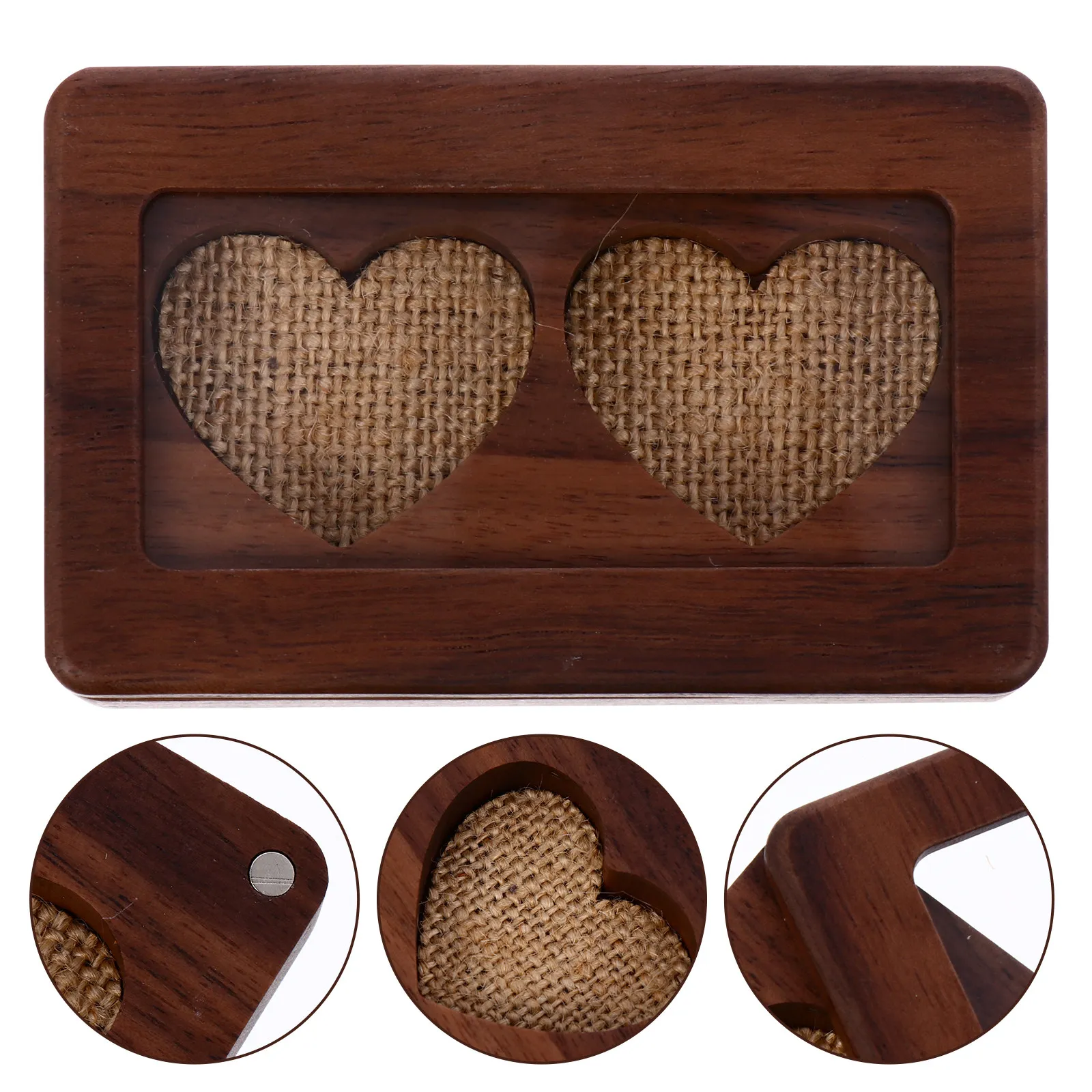 

Деревянная шкатулка для колец: Изысканное исполнение из массива дерева, закругленные углы, тонкая текстура, держатель для колец для пар, украшение на День святого Валентина