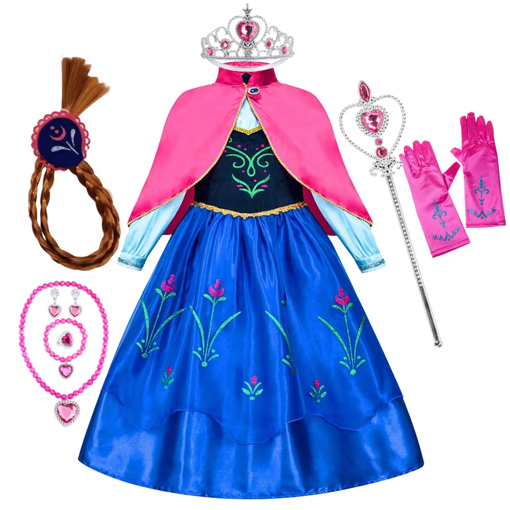 

Anna 2025 Costume For Girls Princess Dress Disguise Halloween Kids Carnival Children Birthday Vestido Party Dress