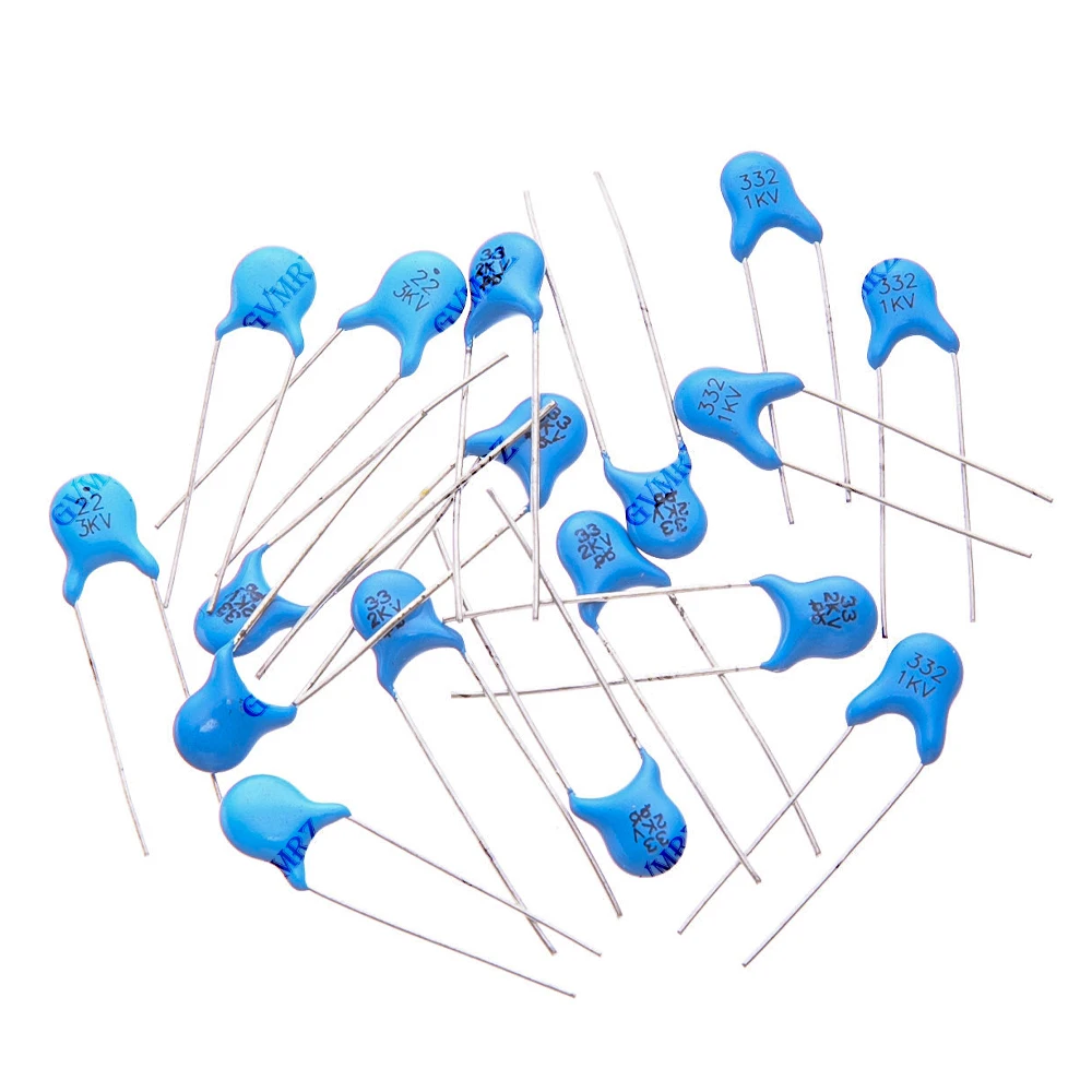 20PCS 100PF 10NF 10PF High Voltage Ceramic Disc Capacitor 1KV 2KV 3KV Radial Lead Multiple Capacitance Options 1NF 2.2NF 33PF