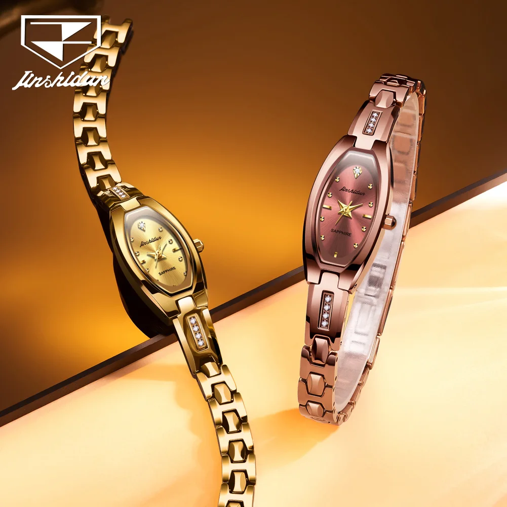 JSDUN 6531 Women Quartz Watch Fashion Barrel-shaped Dial Diamond Tungsten Steel Strap Waterproof Watch Luxury Brand Women Watch
