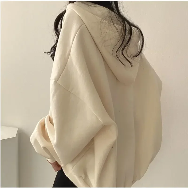 Autumn Winter Korean Chic Female Sweatshirt Y2k Oversized Loose Women Hoodies Outerwear Bat Sleeve Hooded Pullovers Tops