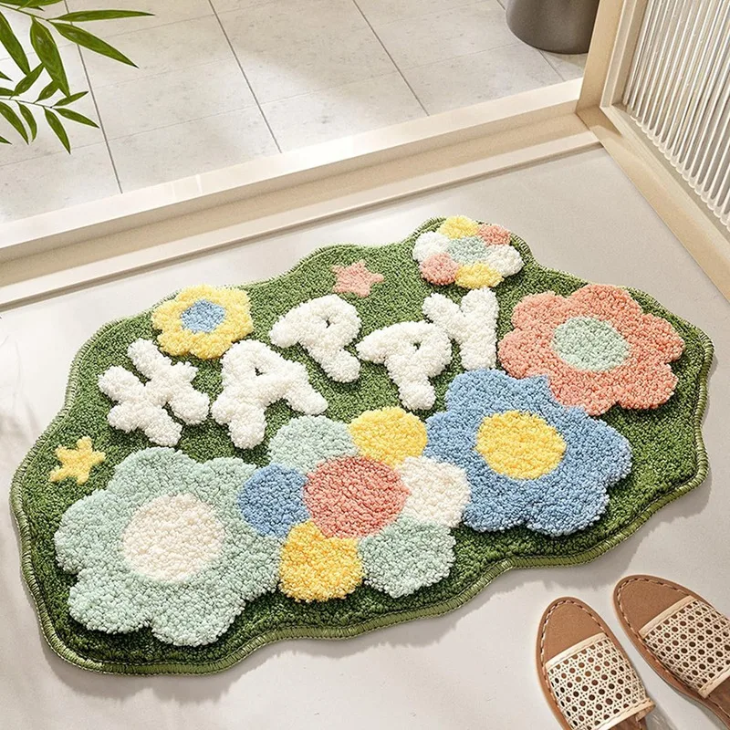 

Cute Bathroom Rug Bath Mats Super Absorbent Soft Microfiber Non-Slip Bath Mat Entrance Door Mat Toilet Bathtub Rug Easy To Use