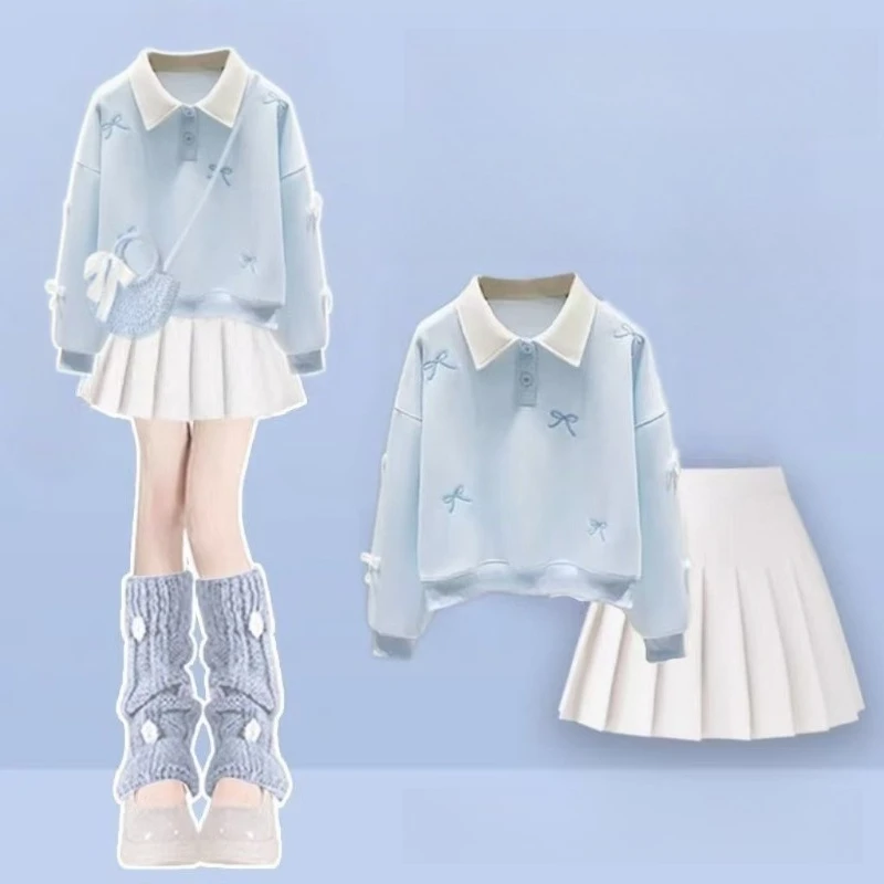 

2026 Girls Sweatshirt Dress Set, Sweet Autumn Two-Piece Outfit for Kids Fashion New Arrival