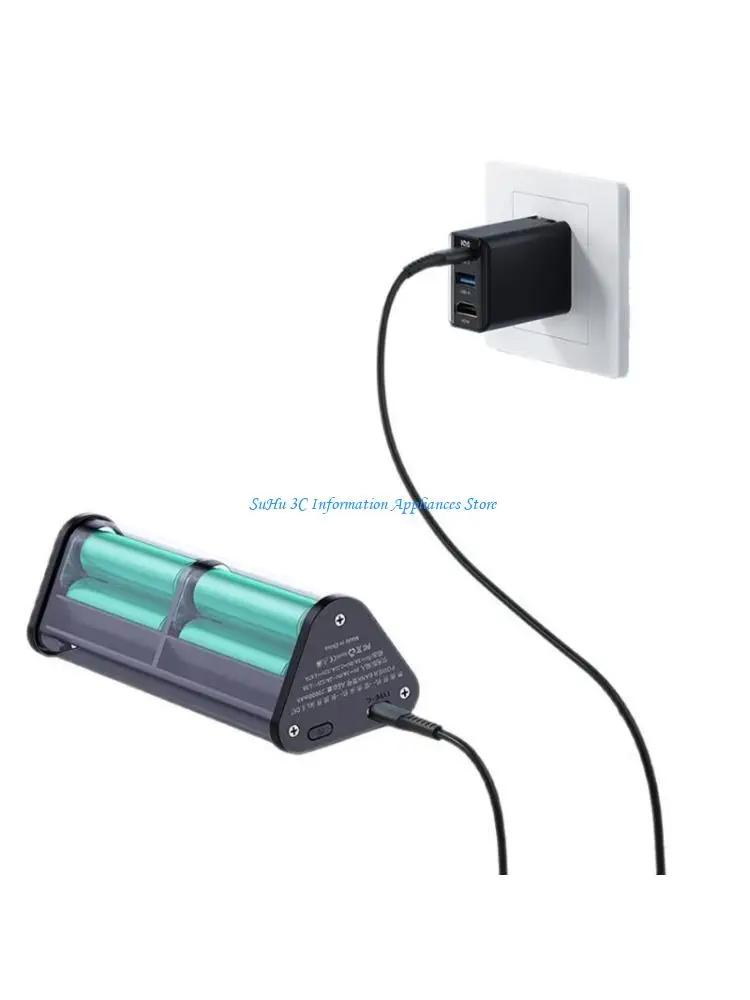 

18650 Battery Storage Box with Transparent Case 22.5W for Fast Charging QC3.0