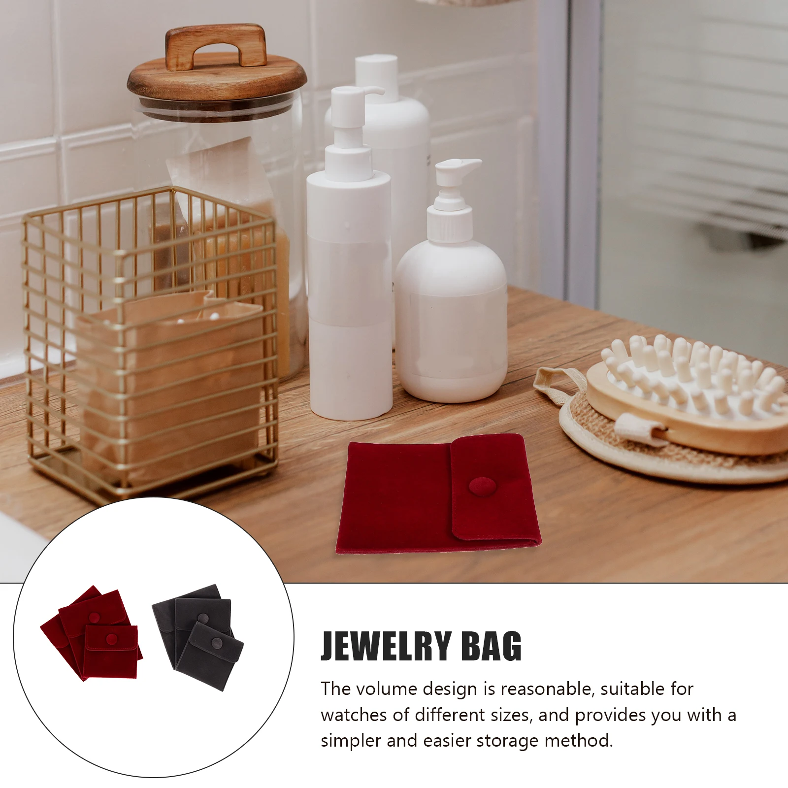 

6pcs Storage Bags Durable Snap Button Watch Pouch Travel Organizer Snap Button Bag For Earphones Cables Gift Bag