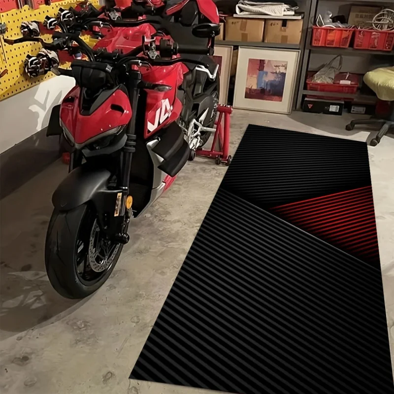 VIKAMA Motorrad-Garagenmatte, rutschfest, ölbeständig, Fahrrad-Park- und Ausstellungsteppich für Jungen, Schlafsaal, Flur, Heimdekoration