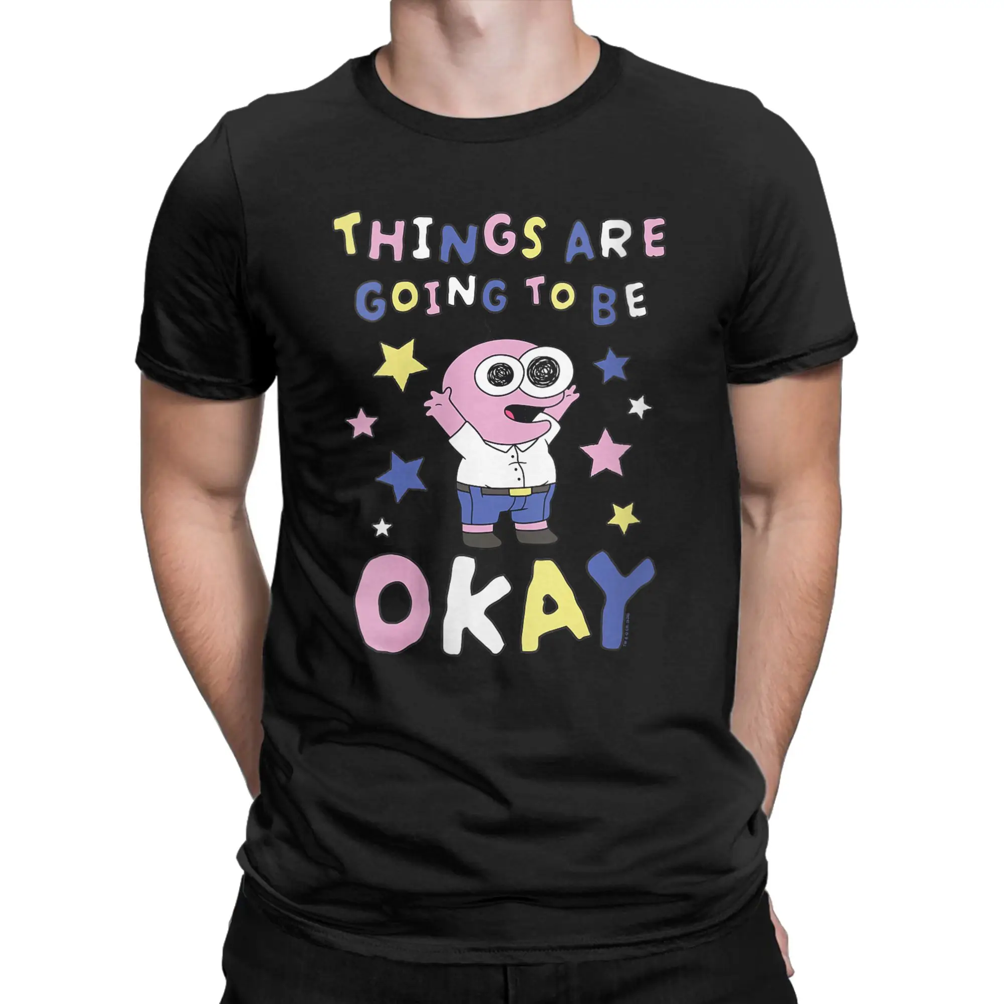Funny Womens Smiling Friends Things are Going to Be Okay PIM Cartoon T-Shirts for Men Cotton T Shirts  Short Sleeve Tee Shirt