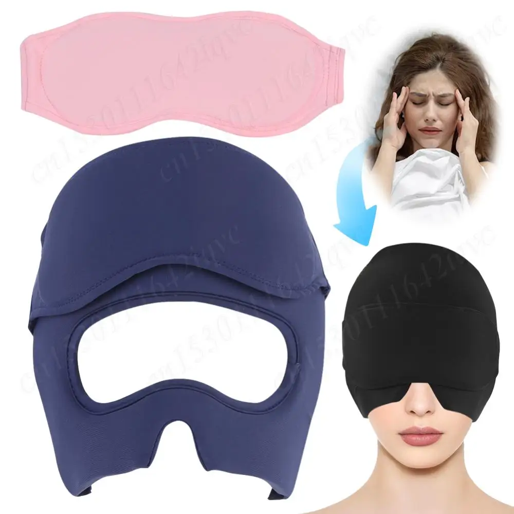 Sombrero para aliviar la migraña, gorro de hielo para cabeza completa, tratamiento térmico, Gel para terapia de frío y caliente, gorro para aliviar el dolor de cabeza, compresa fría