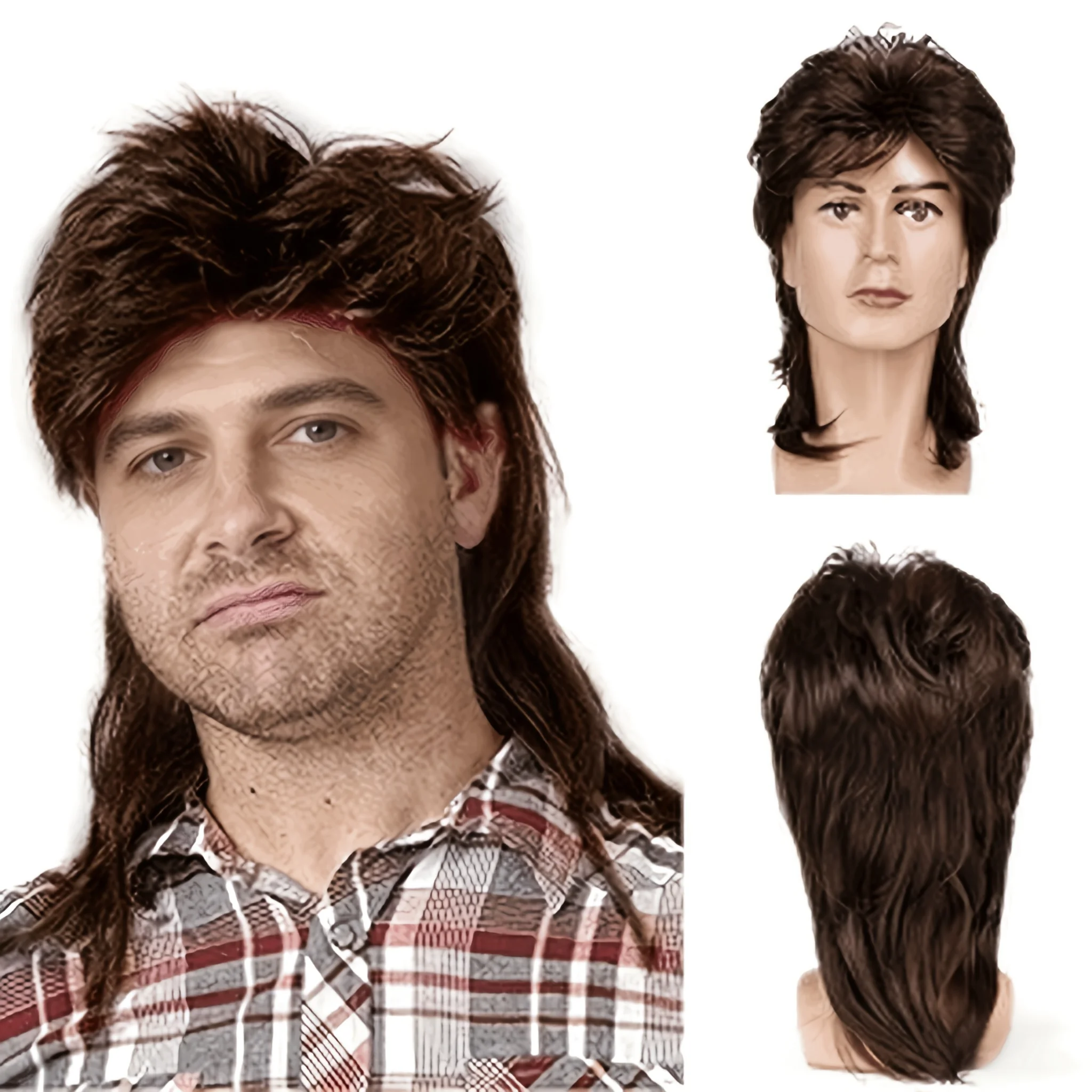 

Мужской объемный парик в ретро-рок стиле из синтетических волос для вечеринок, тематических вечеринок на Хэллоуин, косплея, комедийных представлений