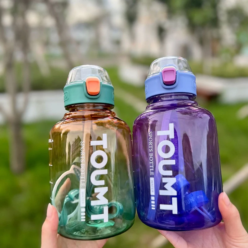 1100ml Water Bottle Outdoor Big Belly Cup High-Value and Convenient Cross-Body Strap Plastic Straw Cup Large-Capacity Water Cup