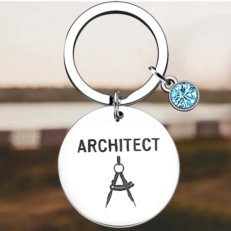 New Architect Key Chain Ring Architectural Engineer keychains pendant Architect Student, Architect Teacher Gifts