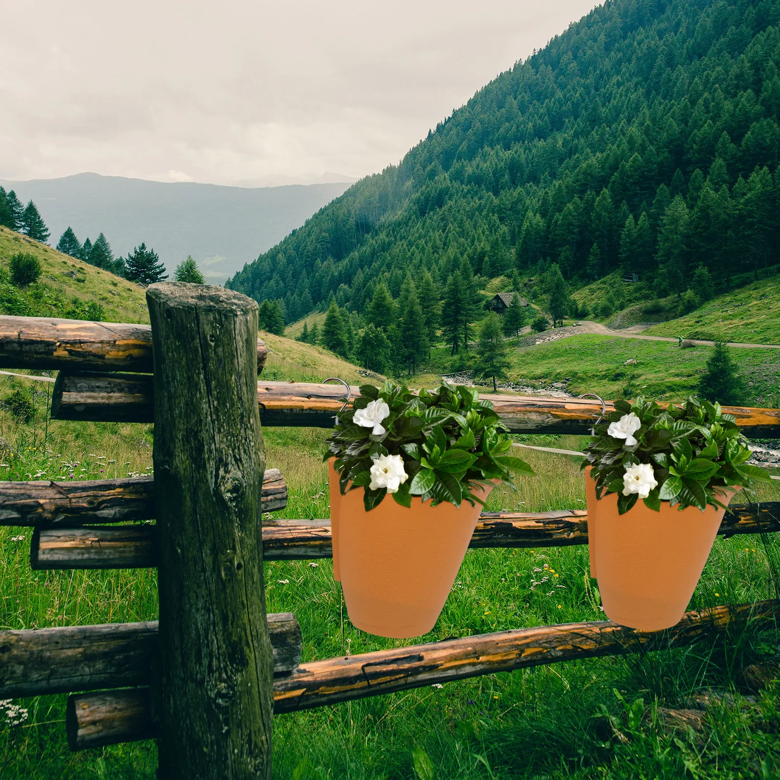 

1 шт. Вертикальное настенное кашпо для балкона, пластиковый горшок для перил, компактный, для дома и улицы, для сада, экономит место